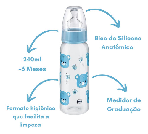 Kit 3 Mamadeiras Fases Ortodôntico 50/120/240ml Chupeta 0-6m