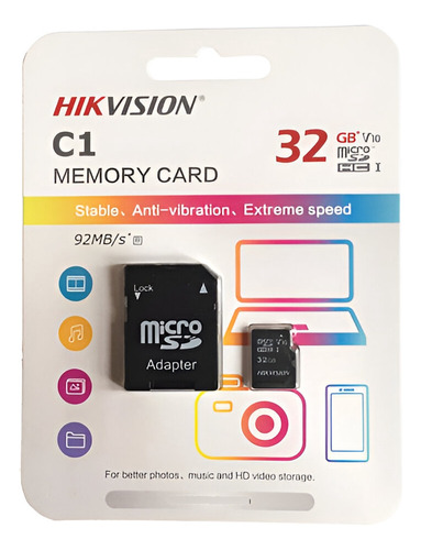 Memoria Microsd 32gb Clase 10 C/adaptador Hikvision