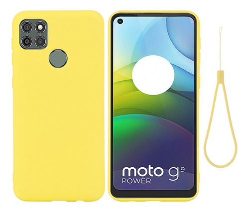 Funda De Silicona Líquida Amarilla Para Motorola Moto G9 Pow