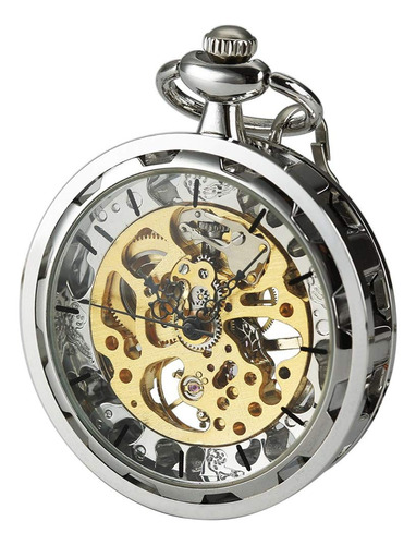 Vigoroso Mens Classic Steampunk Gold Skeleton Hand Wind Relo