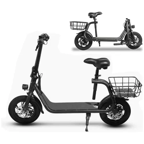  SAY YEAH Patinete eléctrico con asiento plegable para adultos,  scooter con motor de 500 W, scooter Citycoco con asiento y frenos duales,  scooter para adultos con neumáticos de 10 pulgadas 