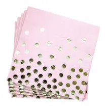 Comprar Pack Servilleta Lunares Rosa Con Lunares Dorados X 12
