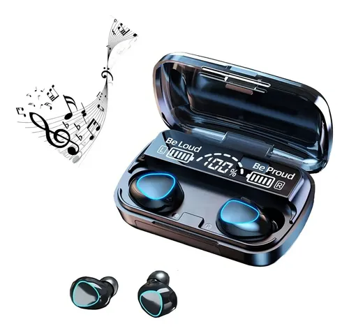 Fone De Ouvido Bluetooth M10 V5.3 S/fio Com Power Bank Cor Preto