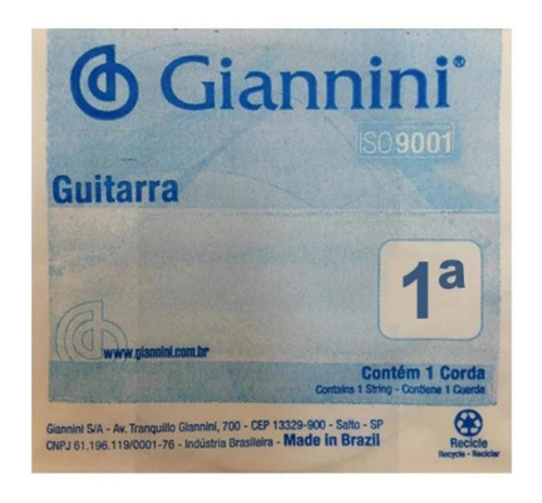Corda Avulsa 1ª Mi Para Guitarra Giannini Geegst10.1 (.010)