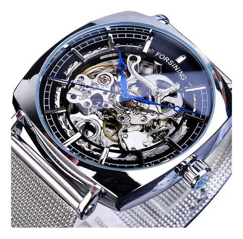 Reloj Automático Skeleton Slim Mesh Con Correa De Acero