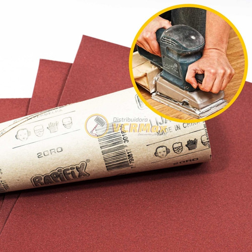Imagen 6 de 10 de Papel Lija Para Madera Rubi Pack X 10 Grano 80