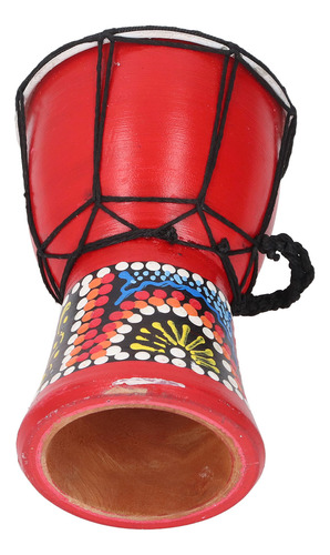 Tambor Africano De 4 Pulgadas, Color Rojo, Estampado Clásico
