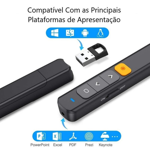 Caneta Laser Power Point Controle Sem Fio Apresentador Slide