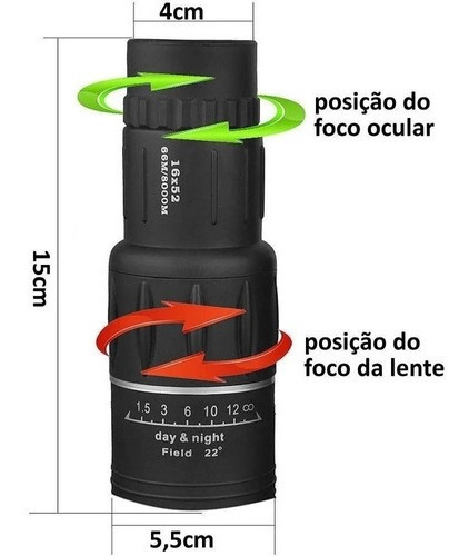 Monóculo Luneta 16x52 Profissional Tático Telescópio