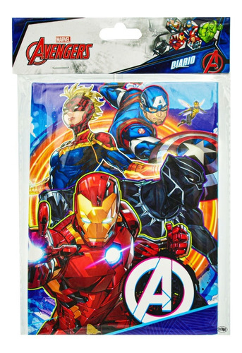 Diario Marvel Avengers Modelo #2 50 Hojas Pasta Dura Bestway Color Multicolor