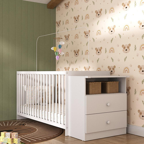Berço Grade Fixa 3 Regulagens Multimóveis Meu Bebê Fg2870 Br Cor Branco