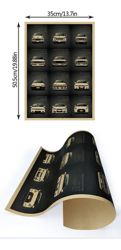 Cartel Diseños De Automóviles En Papel Kraft 35x50.5cm