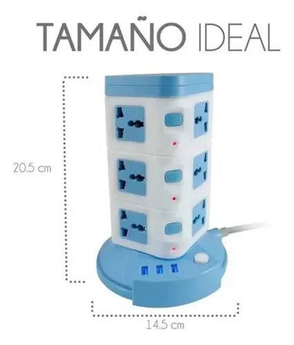 Torre Multitoma Corriente 3 Niveles 3 Usb X 12 Tomas 2500w