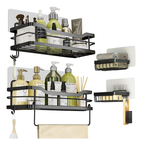 Set De 5 Estante Organizador Regadera De Baño Con Adhesivos