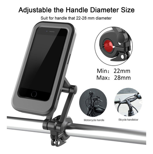 Qc 360° Impermeable Moto Bicicleta Bicicleta Teléfono Soport