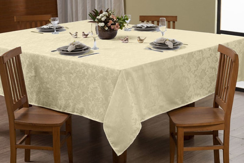 Toalha De Mesa 4 Lugares Quadrada Jacquard 1,50m X 1,40m Cor Rose