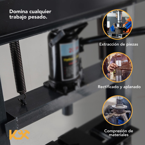Prensa Hidráulica 20 Ton Gato De Botella Y Placas Estructura Acero Reforzado Rango De Trabajo 30-950 Mm Forma En H Herramienta Taller Mecánico Automotriz Uso Rudo Industrial Kingsman