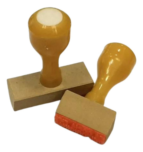 Sellos Personalizados 3 Líneas + Almohadilla Y Tinta Tinta Amarillo Exterior Marrón Claro