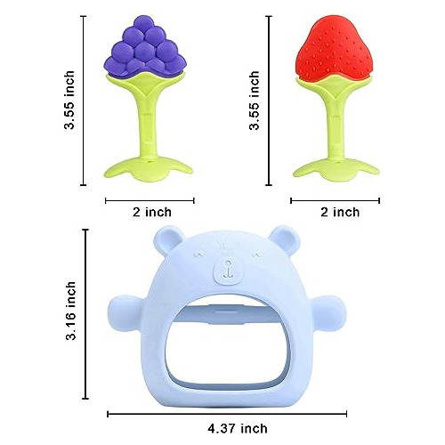 Baby Teething Toys, 3 Pcs Teethers Set For 0-6, 3-6 Mon...