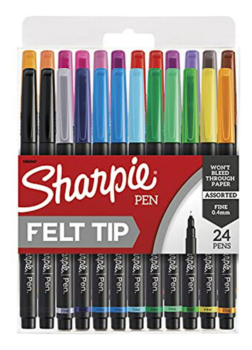 Sharpie Plumas Del Arte, De Punta Fina, Colores Surtidos, 24