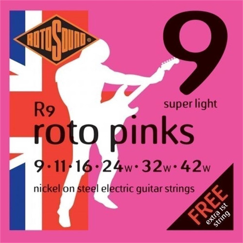 Rotosound R9 Roto Pinks Encordado .009 Para Eléctrica