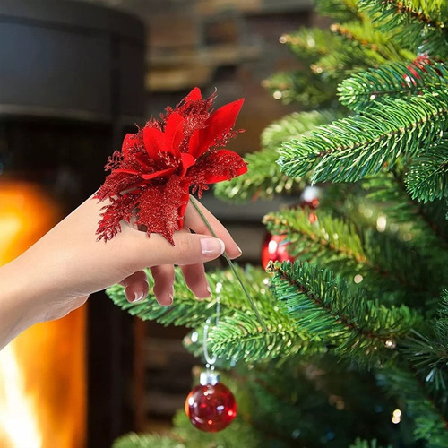 Jj A Cb W 12 Piezas Flores Brillo De Árbol De Navidad