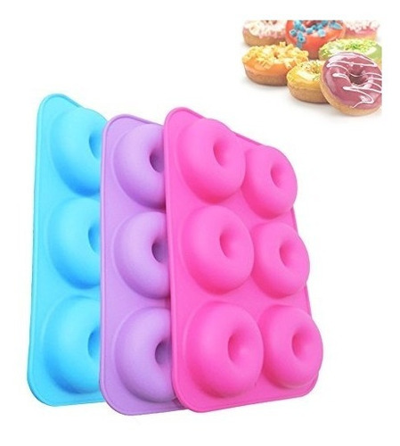 Donut Pan, Paquete De 3 Moldes De Silicona Para Donut, 6 Cav