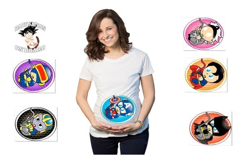 Bata Materna Bebe Camiseta Blanca Superheroes Baby Shower