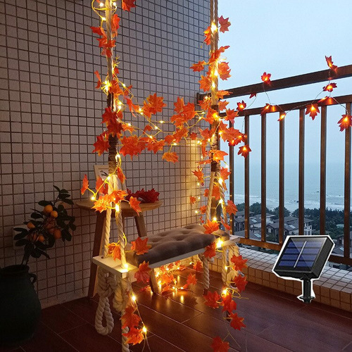 . Cadena De Luces Solares De 2 M Y 20 Led Con Forma De Hoja