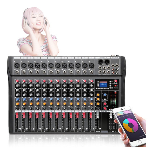 Mezcladora Mixer Audio Profesional 12 Canales Usb Bluetooth