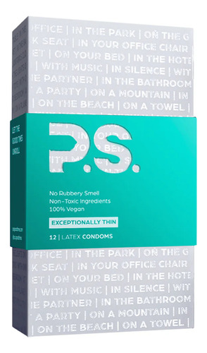 Preservativos P.s. Condoms 100% Veganos Ultra Finos 12 Und