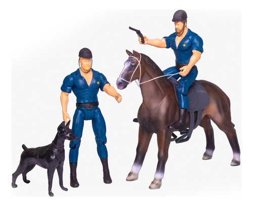 Kit Boneco Policial Com Cavalo E Cachorro - Db Play
