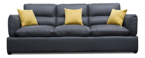 Sofa De Piel Genuina Padua - Confortopiel Color Gris Oxford