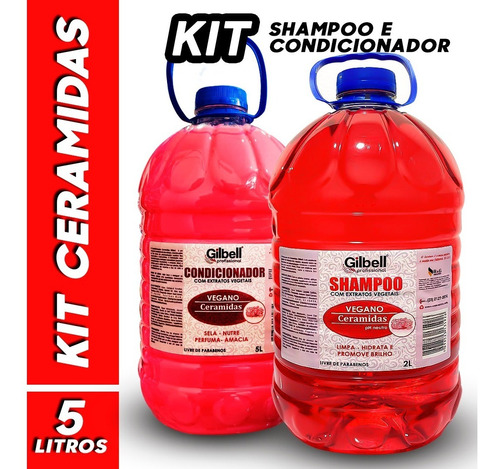  Kit Shampoo + Condicionador 5 Litros Ceramidas Galão +brinde