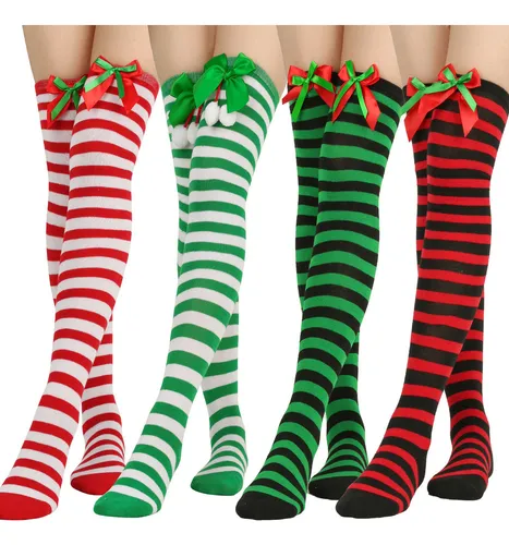comprar 4 Pares De Calcetines Largos A Rayas Calcetines De Navidad