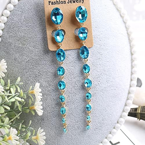 Pendientes Largos Con Cuentas De Cristal Y Cadena En Forma D