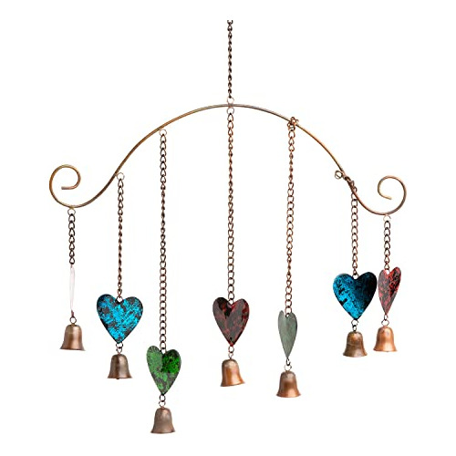 Metal Heart Wind Chime | Colorful Red, Blue, Green Wind...