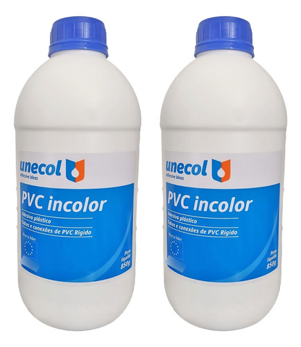Kit 2 Cola Cano Pvc Adesivo Plástico 850g Unecol Pvc Rígido