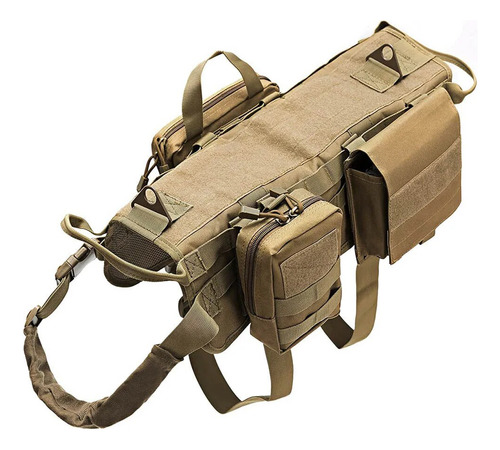 Cinturón Táctico Para Perros Con Bolsillos Molle Vest No-pul