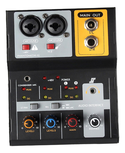 Mezclador De Audio 48v Audio De 2 Canales Para Transmisión