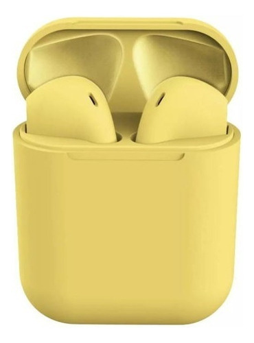 Auriculares Bluetooth Inpods 12 modelo simple, V5.3, color amarillo claro, color verde