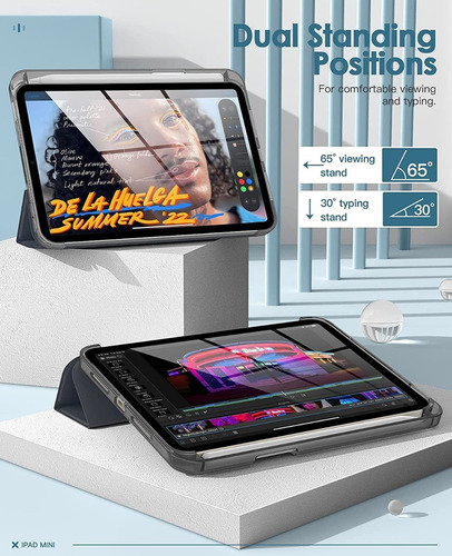 Imagen 9 de 10 de Dadanism Smart Case iPad Mini 6 Protector C/ Portalapiz Gray