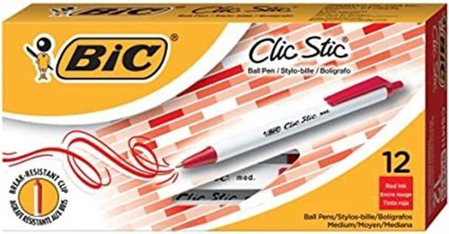 Bic Clic Stic Pluma De Bola Retráctil, Medium Point (1,0 Mm)