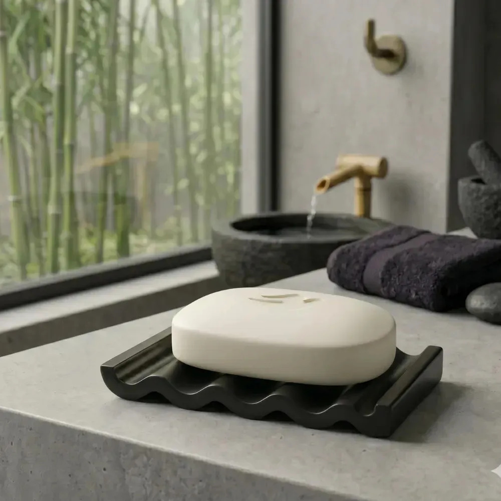Saboneteiras Minimalista Wave Pia Bancada De Banheiro Lavabo Preto