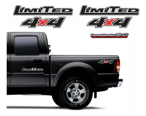 Kit Adesivos Ranger Limited 3.0 4x4 2007 2008 2009 Escura Cor Preto