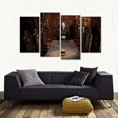 Quadro Decorativo Ragnar Lothbrok Vikings Em Tecido 4 Peças