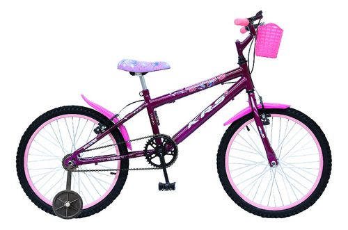 Bicicleta  Infantil Krs Butterfly Aro 20 1v Freios V-brakes Cor Violeta Com Rodas De Treinamento