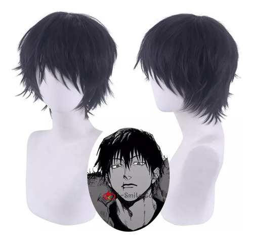 A- Peruca De Cosplay Preta De Jujutsu Kaisen Toji Fushiguro