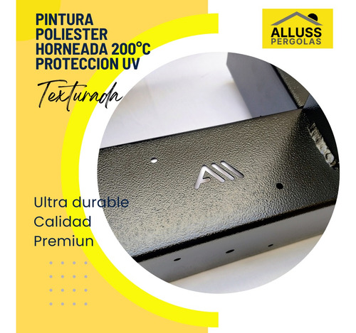 Kit Pergola 3x3 Apoyo Pared Base 4p Cementar Enterrar Alluss Negro