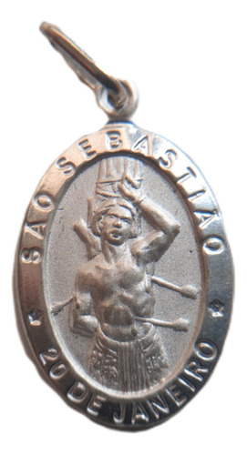 B. Antigo - Mini Medalha Prata Italiana De São Sebastião
